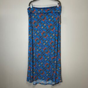 Luluroe‎ maxi skirt XL colbalt blue orange floral